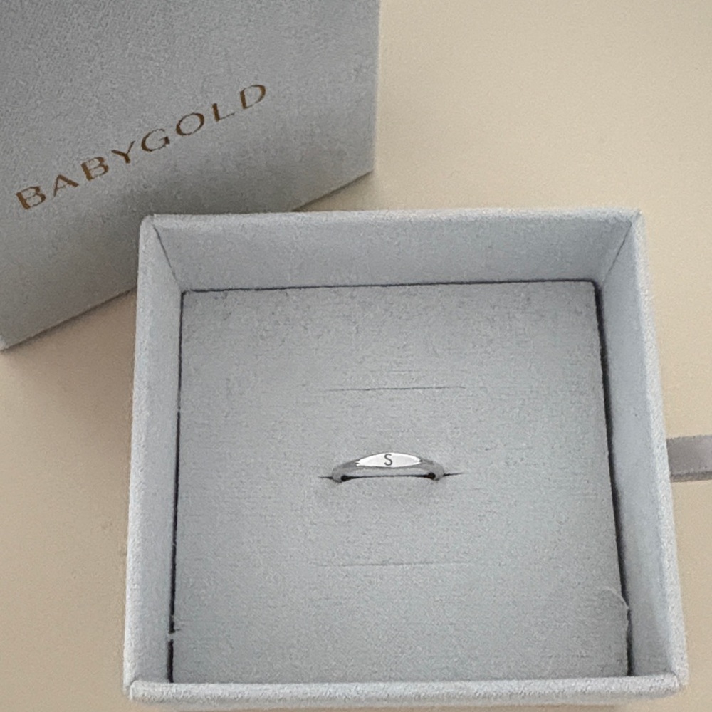 Baby Gold 14K White Gold Initial Wire Stacking Band